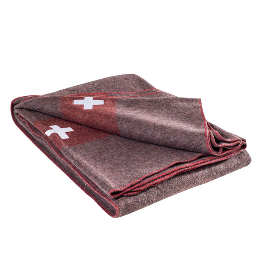 Wool blanket Swiss with embroidered cross 